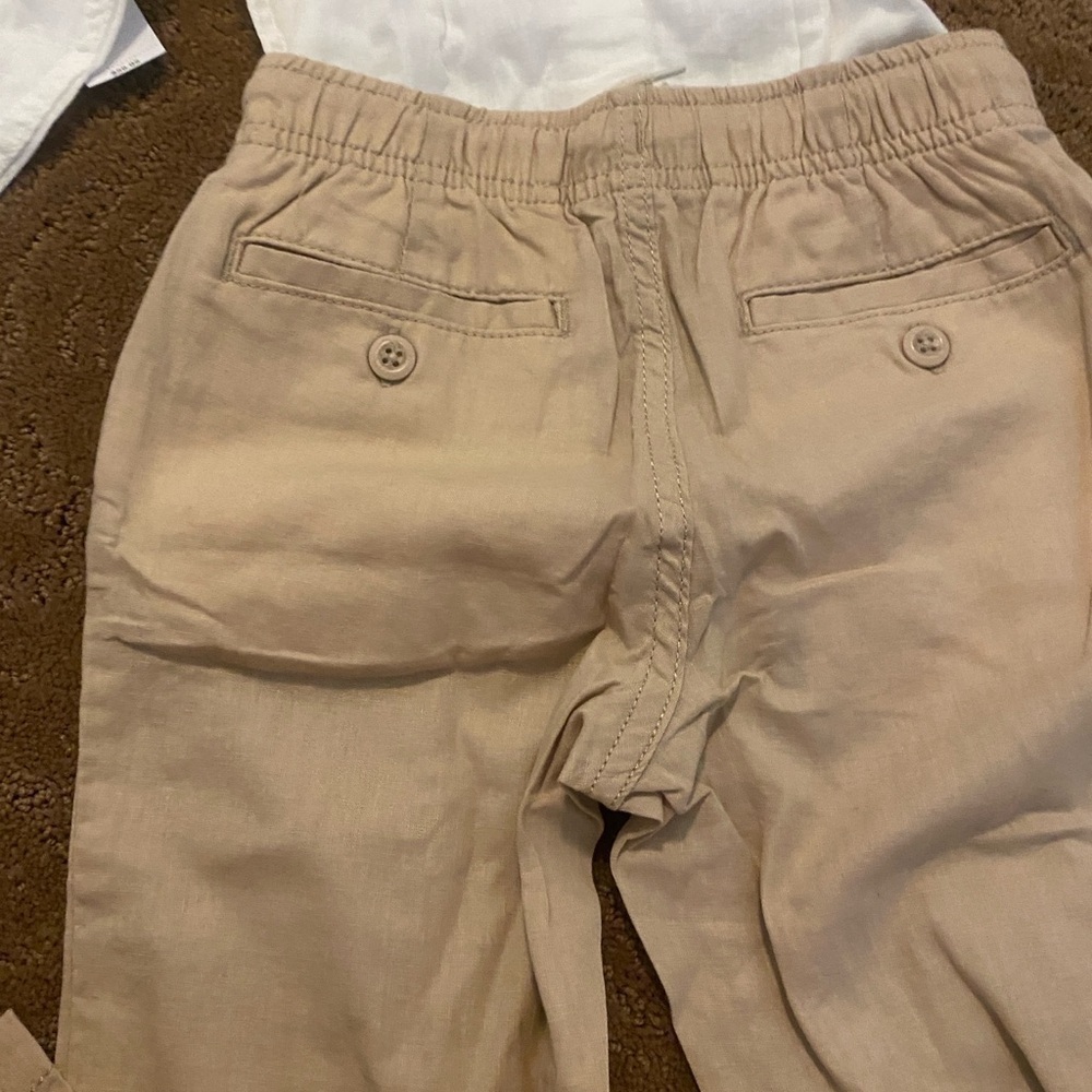Gap Boys White Button Down Shirt & Tan Pants Set New Size 4 - Picture 7 of 16